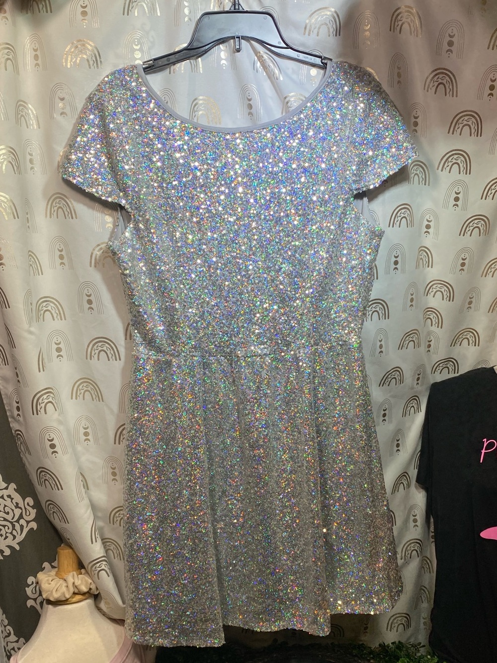 Rue21 Silver Holographic Glitter Midi Dress